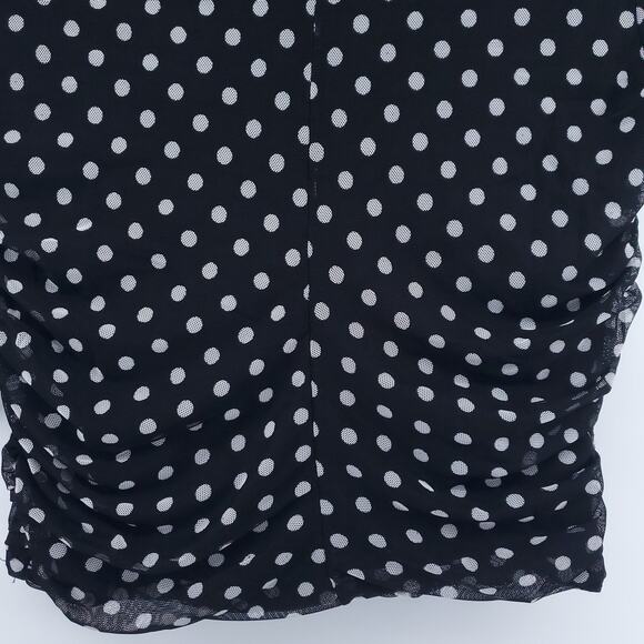 Free Press Retro Rockabilly Modern Chic Polka Dot Crop Top Semi Sheer V-Neck L - Picture 12 of 12